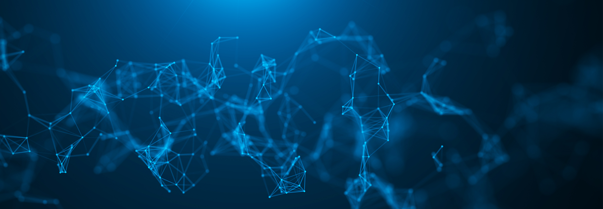 Abstract blue network or molecular structure.