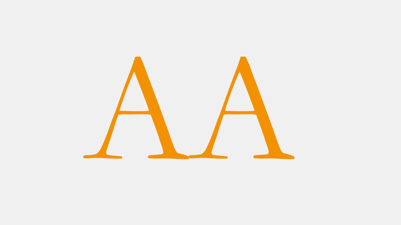 The image shows two uppercase letter 'A's in an orange color, placed side by side on a light gray or white background.