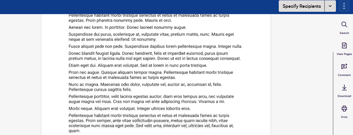 The image is a screenshot of a document or text page with paragraphs of text in Latin. It appears to be placeholder text commonly referred to as "Lorem Ipsum," used in publishing and design to simulate written content.